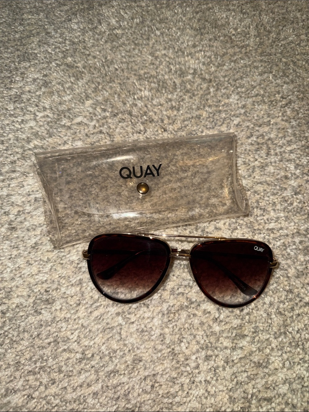 Quay Australia Tortoise Gold Frame Brown Gradient Aviator Sunglasses